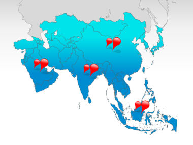 Mapa do PowerPoint - ásia, Modelo do PowerPoint, 00002, Modelos de Apresentações — PoweredTemplate.com