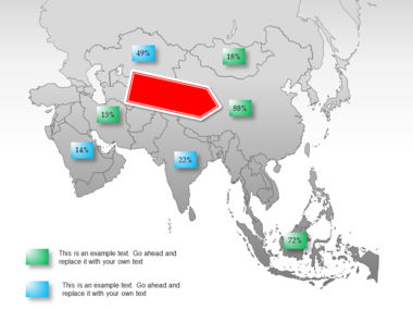 Mapa do PowerPoint - ásia, Deslizar 54, 00002, Modelos de Apresentações — PoweredTemplate.com