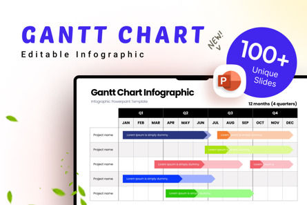 Gantt Chart - Infographic PowerPoint Template, PowerPoint Template, 10672, Data Driven Diagrams and Charts — PoweredTemplate.com