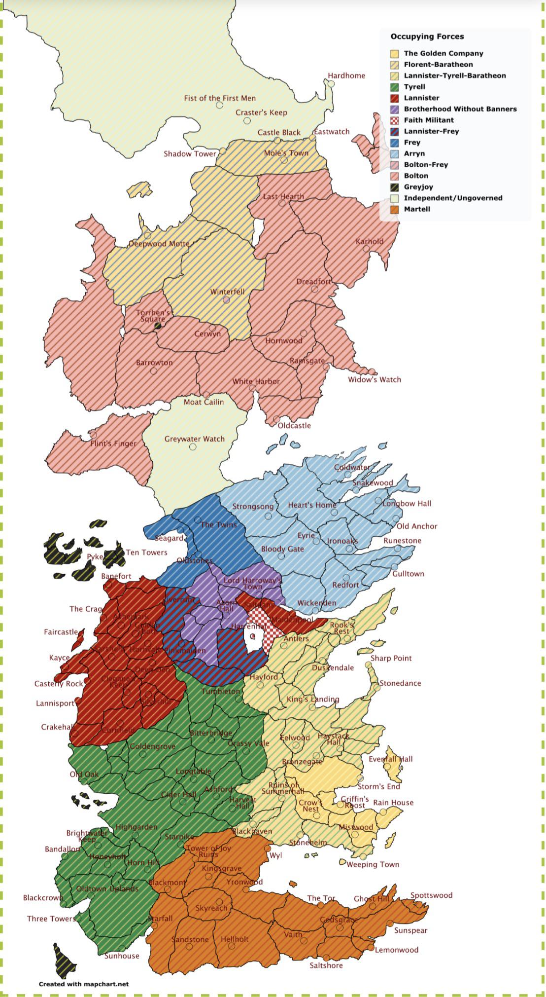 A comprehensive map of occupying forces as of Epilogue ADWD (spoilers ...