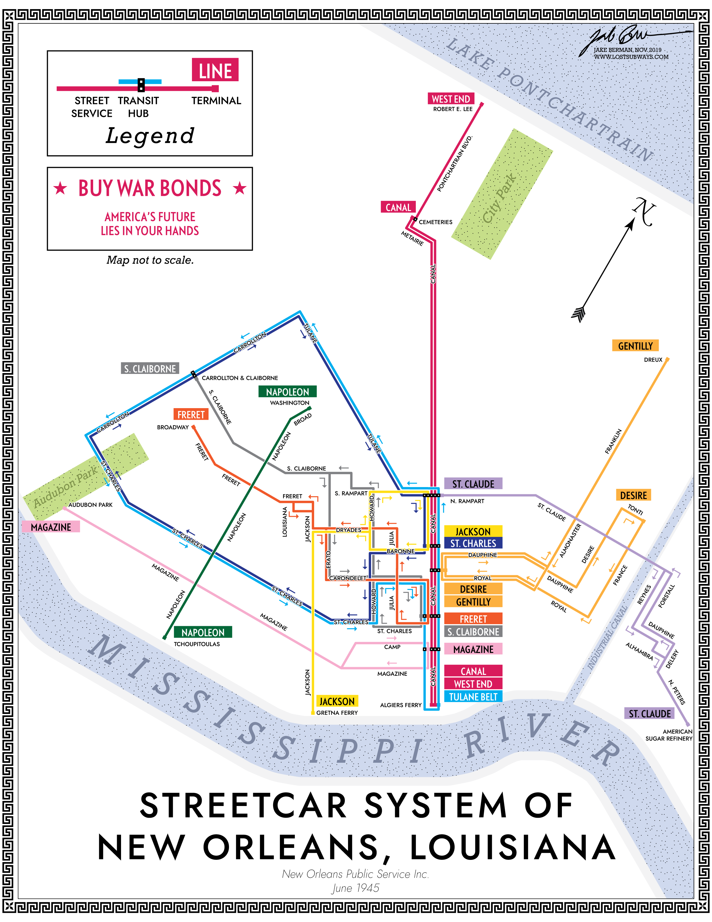 Printable New Orleans Streetcar Map - Printable World Holiday