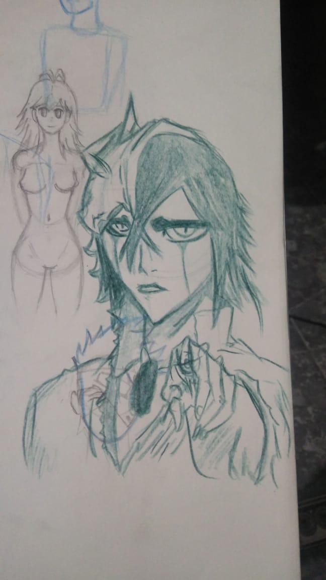 Started doodling and made a rough sketch of Ulquiorra from bleach ...