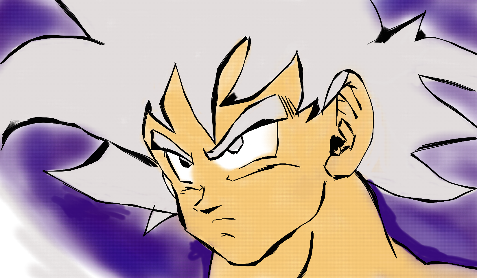 Tried to draw UI Goku in the style of 90,s sayain saga/Early Frieza ...