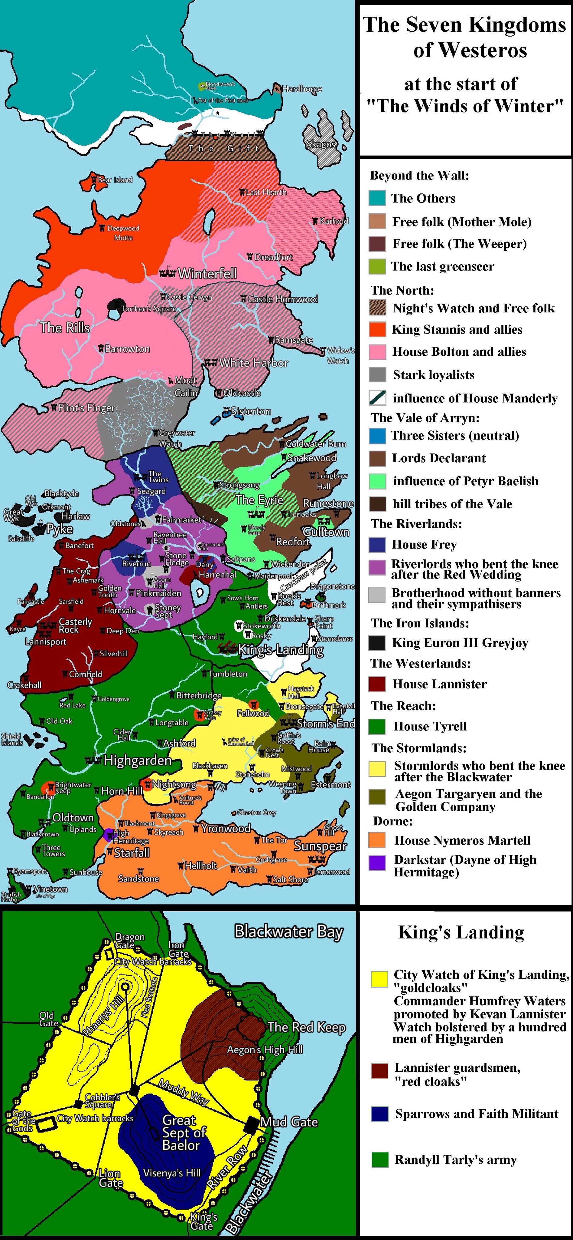 Updated map of Westeros at the start of TWOW [Spoilers TWOW] : r/asoiaf