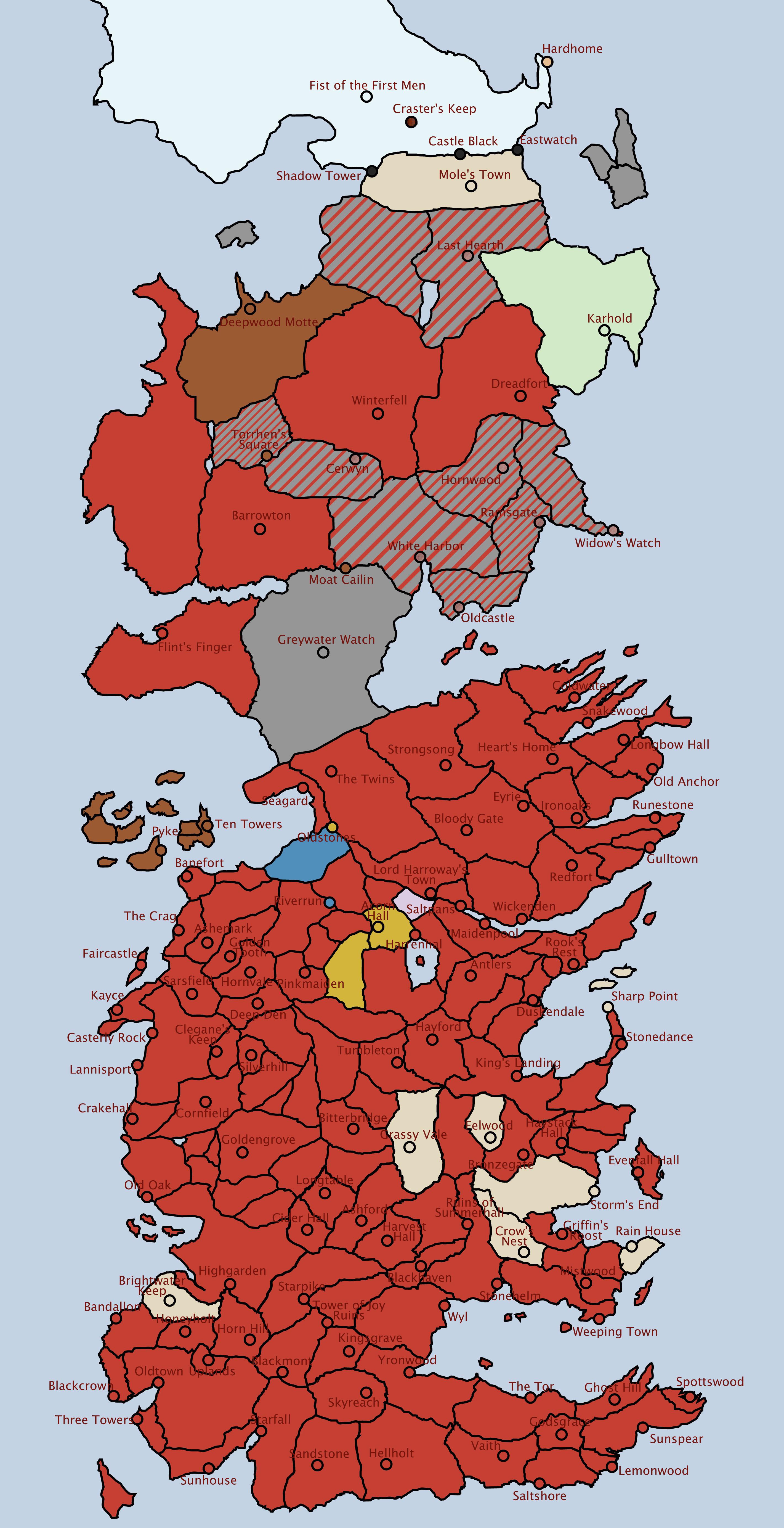 (Spoilers Extended) Map of Westeros at the start of AFFC : r/asoiaf