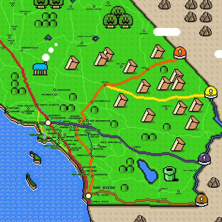 Since today's Mario Day, here's Southern California in the style of ...