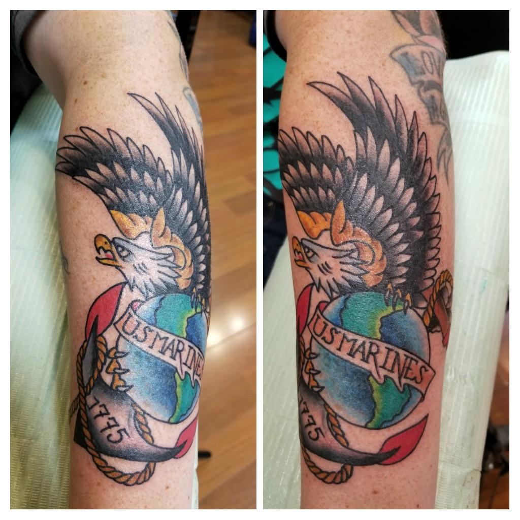 Tattoo uploaded by Wesley Eldridge  Eagle Globe and Anchor Marine Corps   Tattoodo