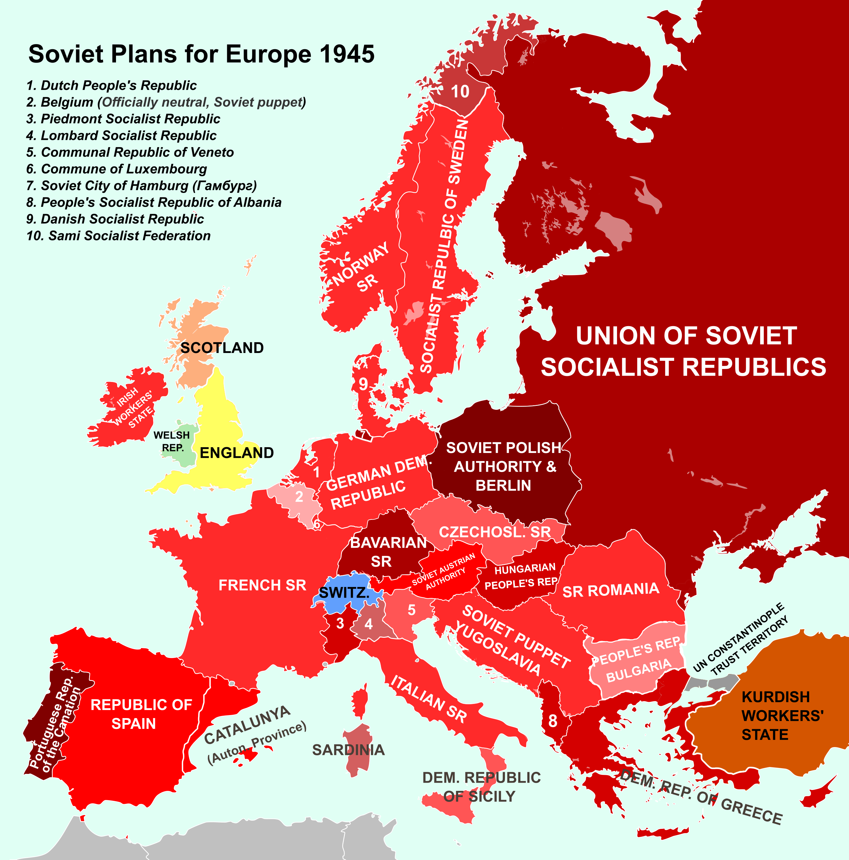 Post WWII Map of Europe if the Soviets Had Their Way : r/imaginarymaps