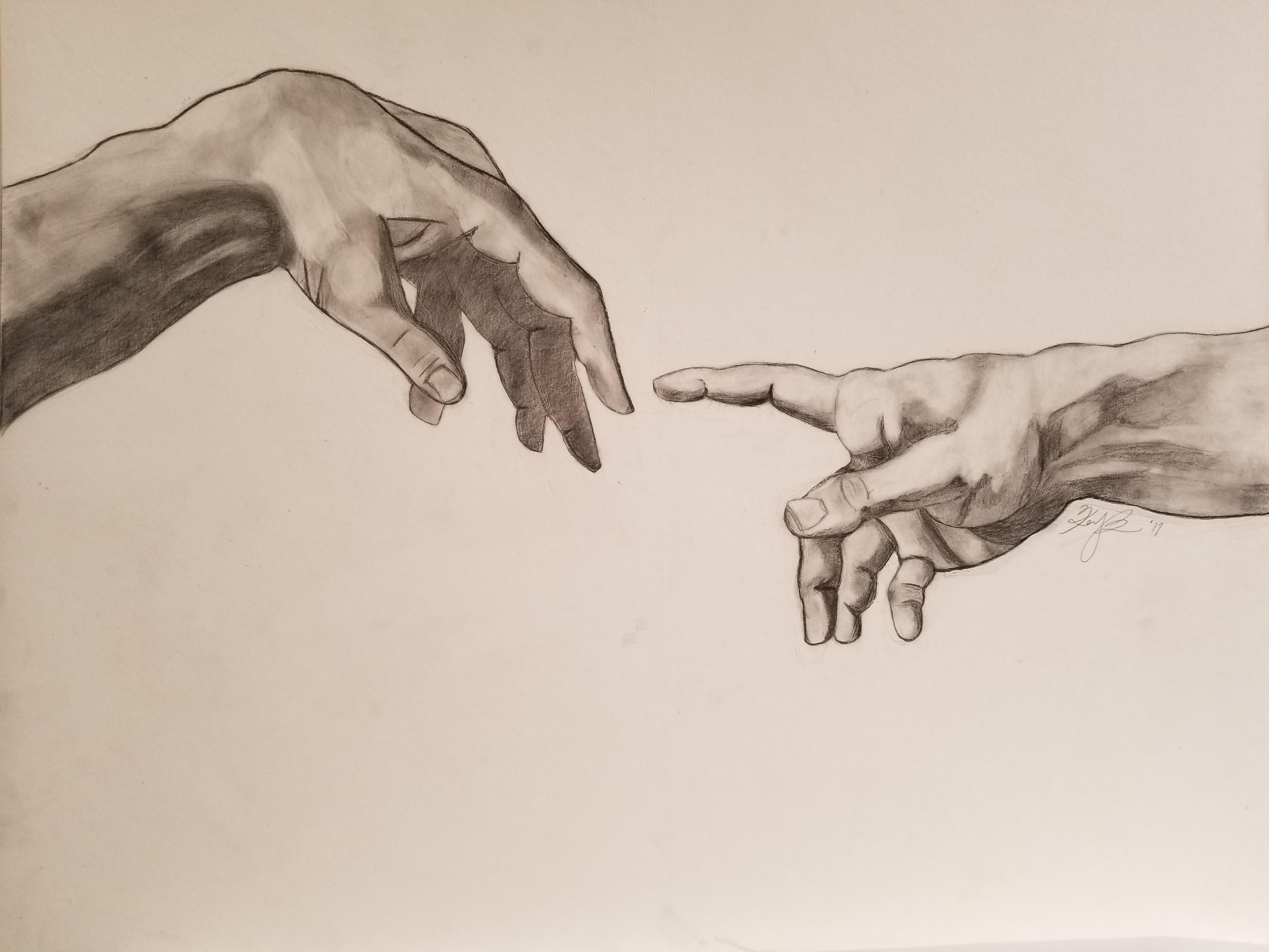 Creation Of Adam Hands Drawing