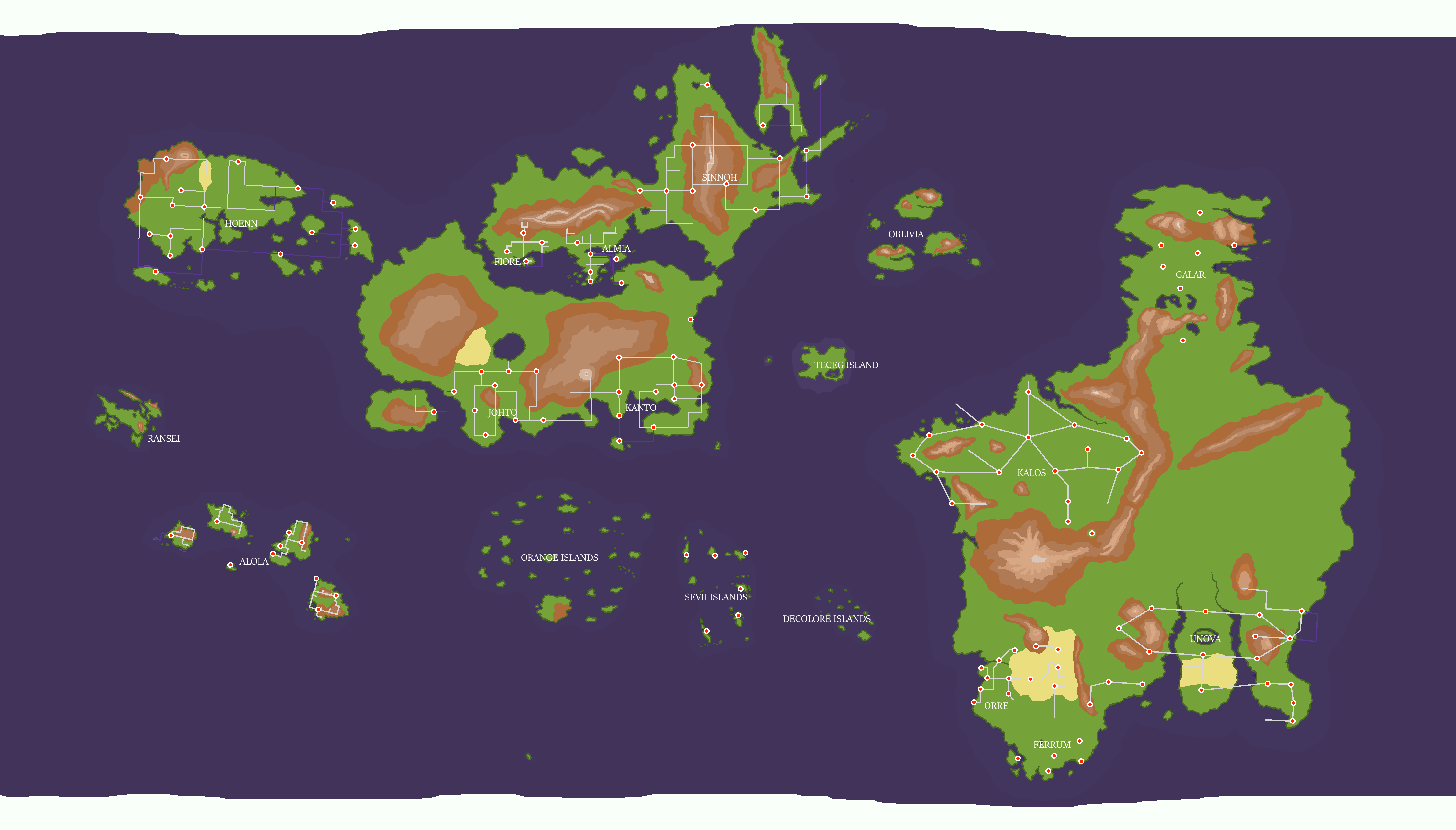 My second take on a Pokémon world map : r/pokemon