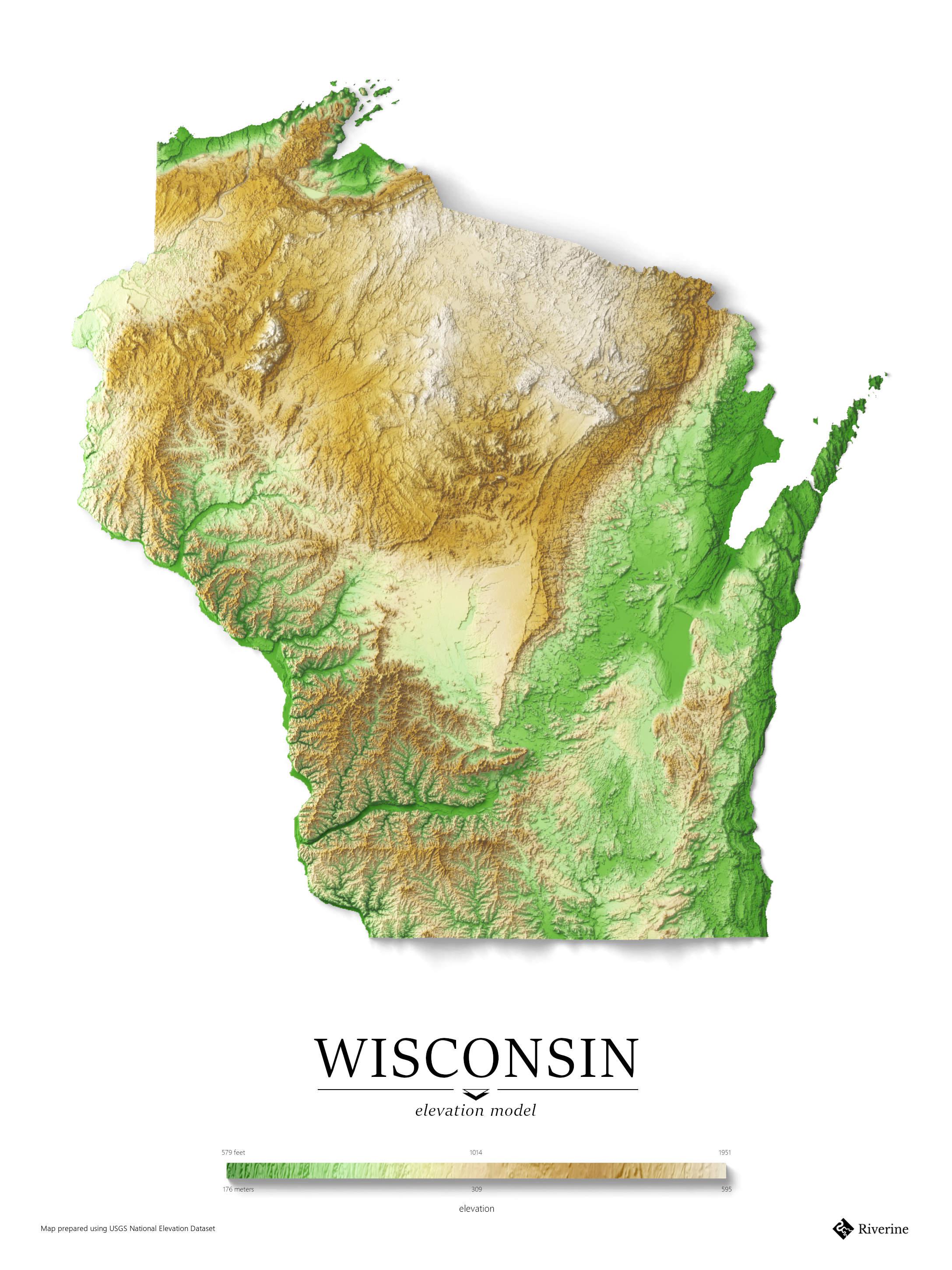 Topographic elevation map of michigan - oplblink