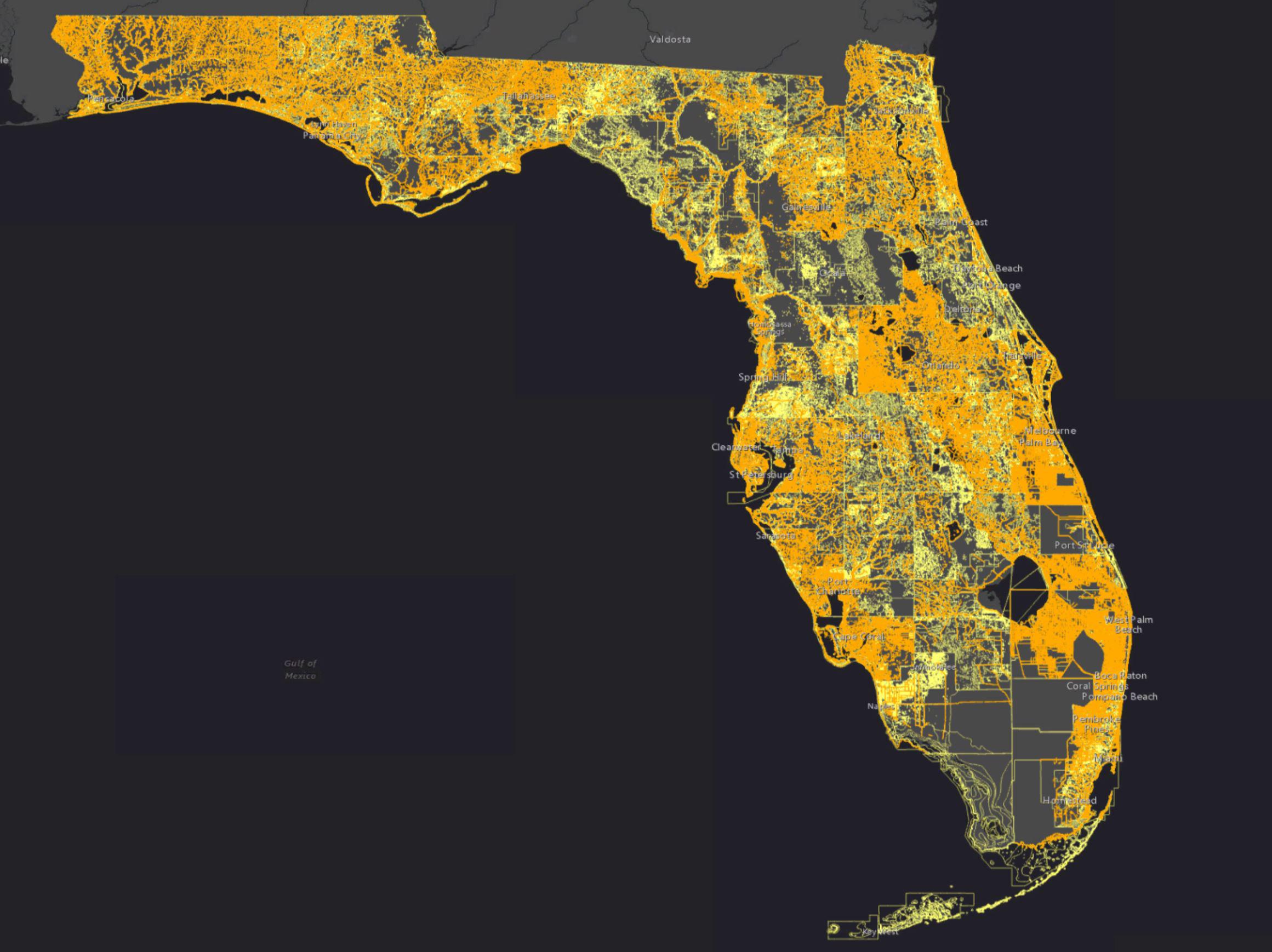 Map of Florida's FEMA flood zones and waterways. [OC] : r/dataisbeautiful