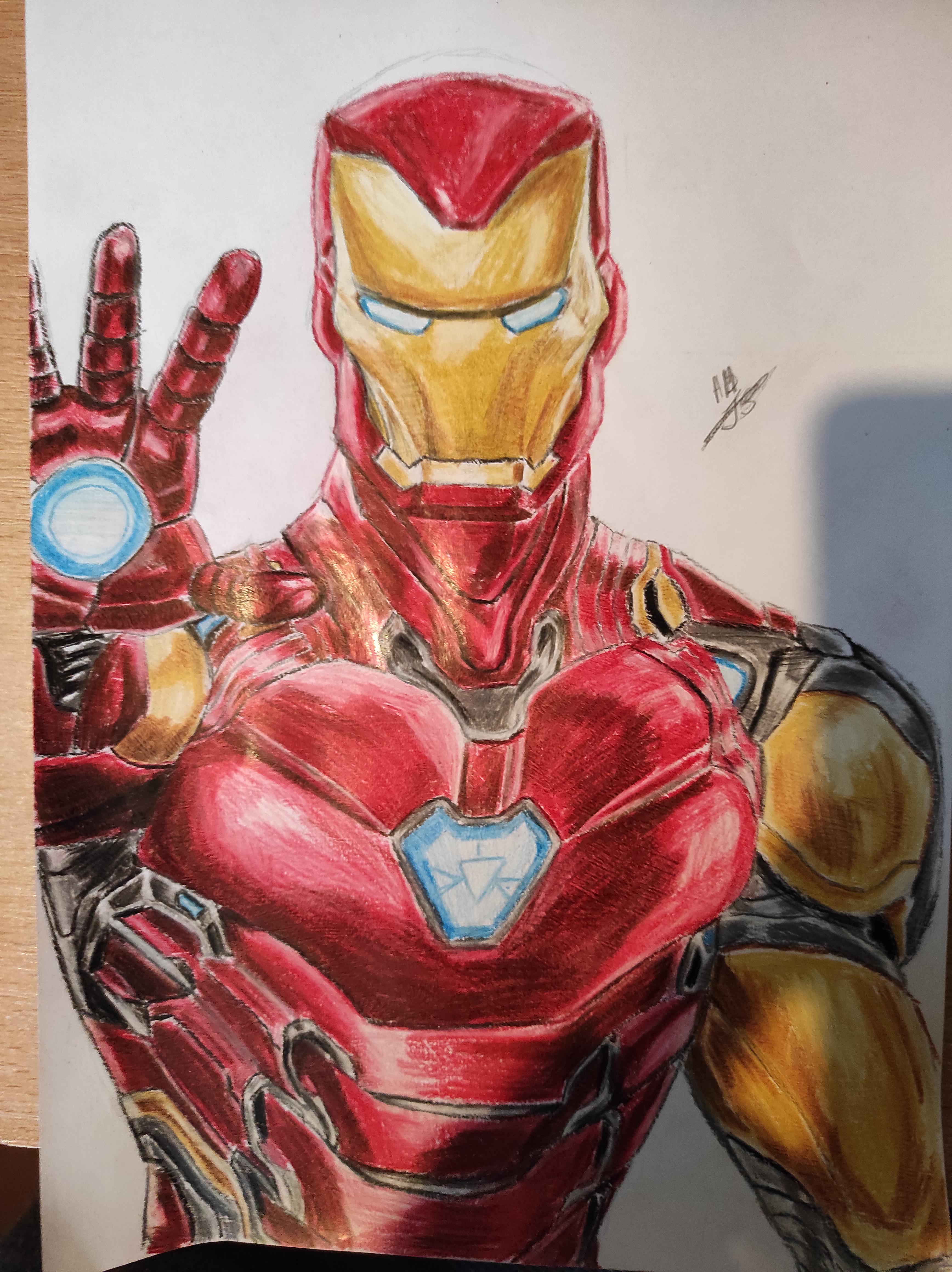 Drawing Iron Man, Fan Art, By Me, Colored pencils : r/drawing