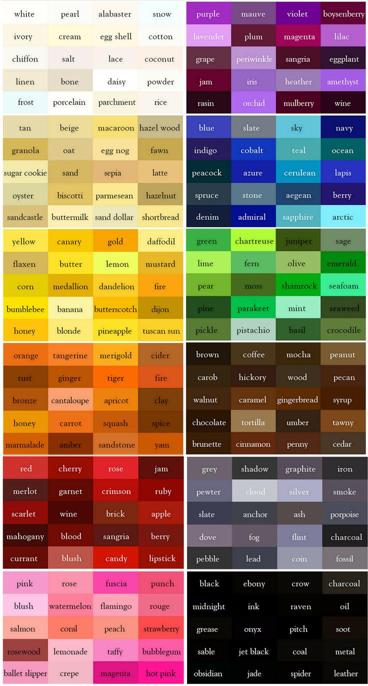 From u/Ecpeze 's Shades of Red guide, here are the rest of the colors ...