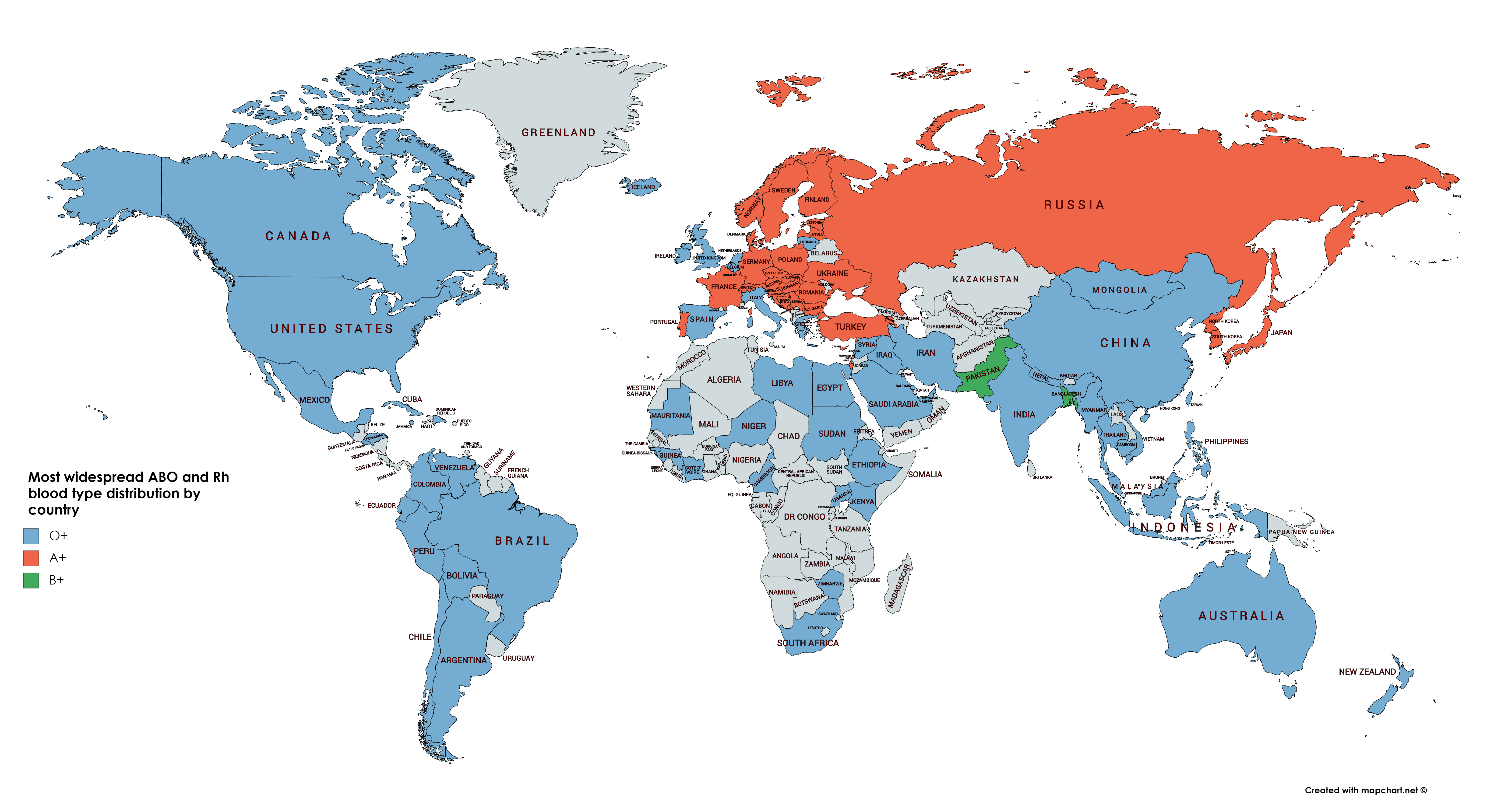 Blood Type World Map – Map Vector