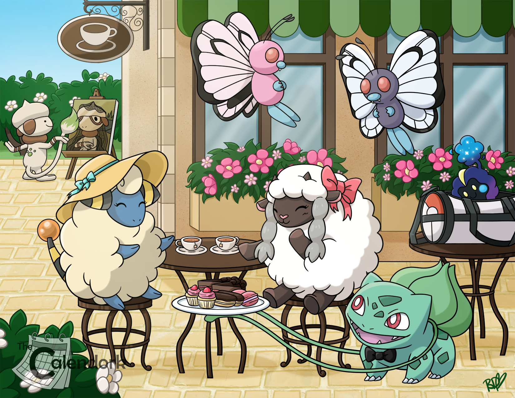 Kalos inspired cafe drawing I've made for my Pokemon calendar! (OC) : r ...