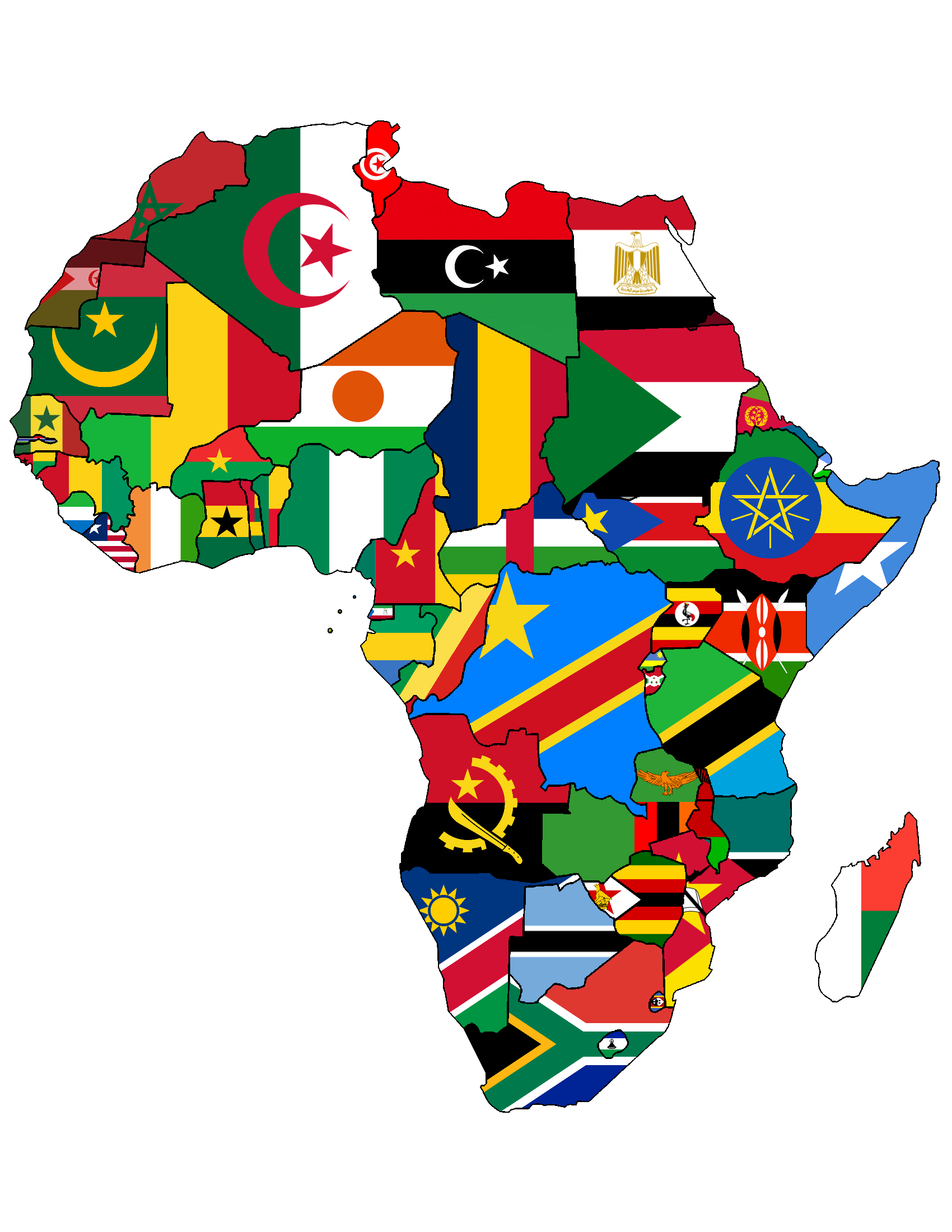 Africa Map With Countries Flags