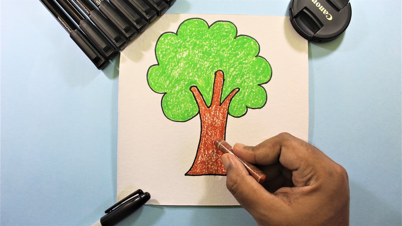 Simple Tree Drawing - Draw for Kids | Sunday Art Class (Tree ...