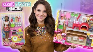 NEW Barbie Baker and Pizza Chef Playset Toy UNBOXING + Mini Pizza Recipe!