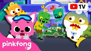 help the police car is sick car hospital hospital play with baby shark official pinkfong