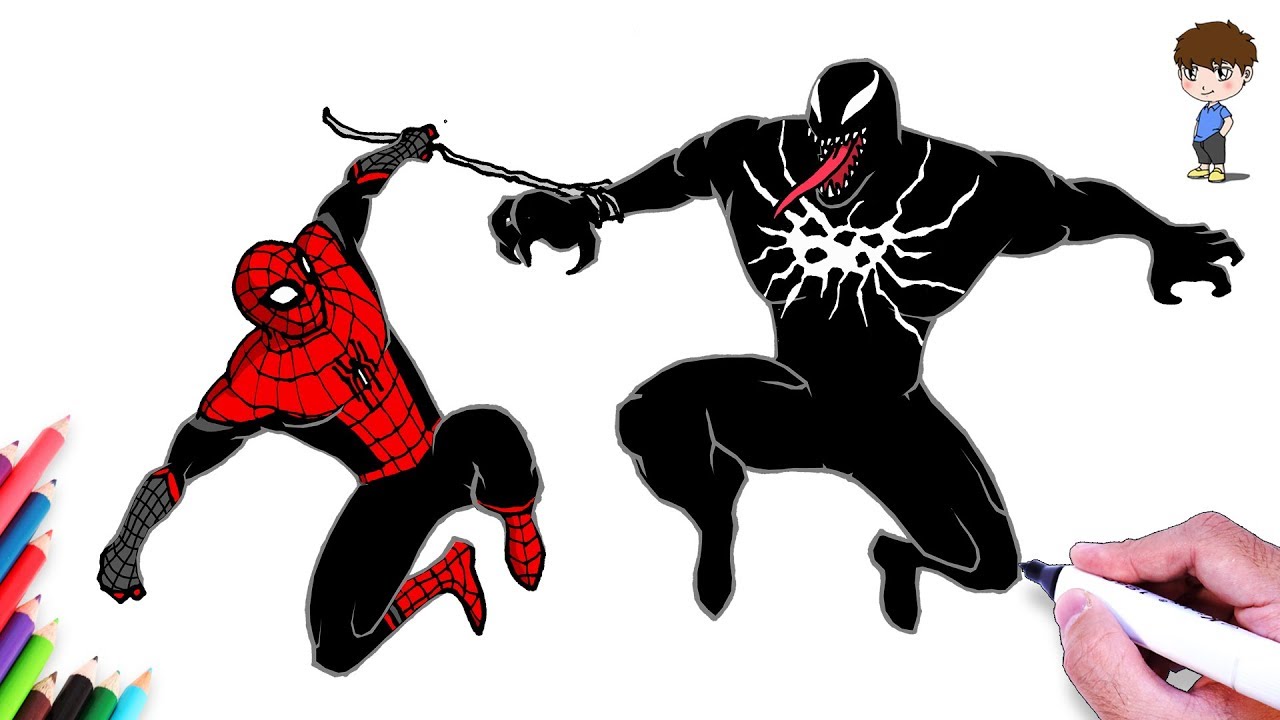 Introducir 87+ imagen spiderman vs venom para dibujar