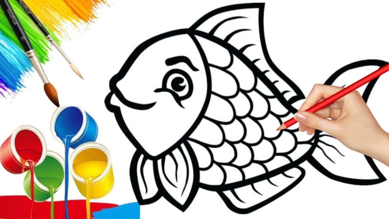 How to draw Fish Drawing, Painting and Coloring for Kids, Toddlers ...