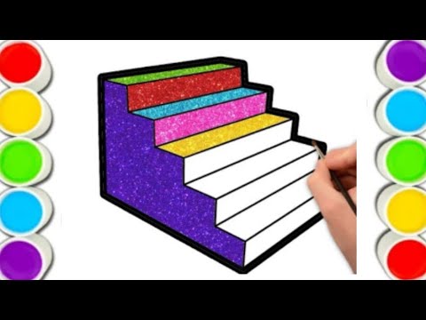 How to draw a colourful stairs step by step #stairs #painting #coloring ...