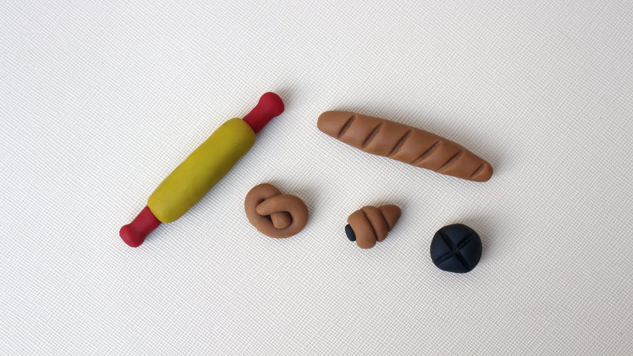 Polymer CLAY Tutorial How To Make ROLLING PIN AND BREADS Clay DIY