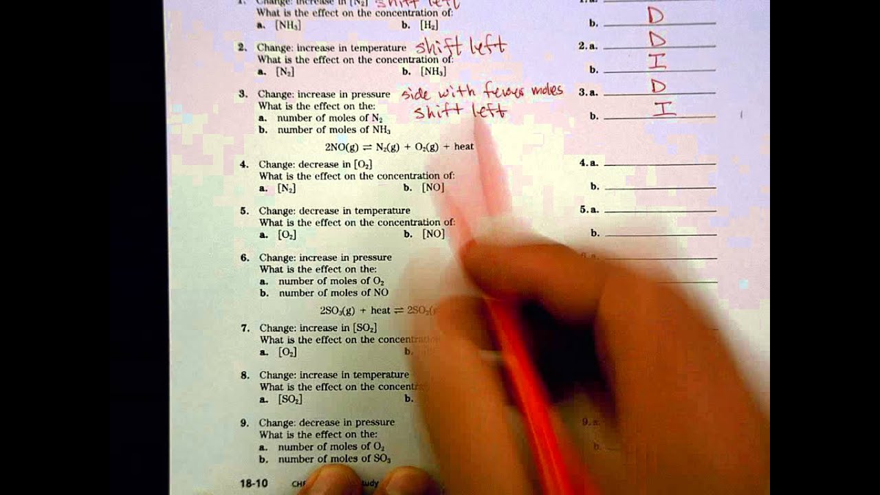 Ws 18 10 Le Chatelier S Principle Answers Youtube