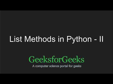 Python Programming Tutorial | List Methods - Part 2 | GeeksforGeeks ...