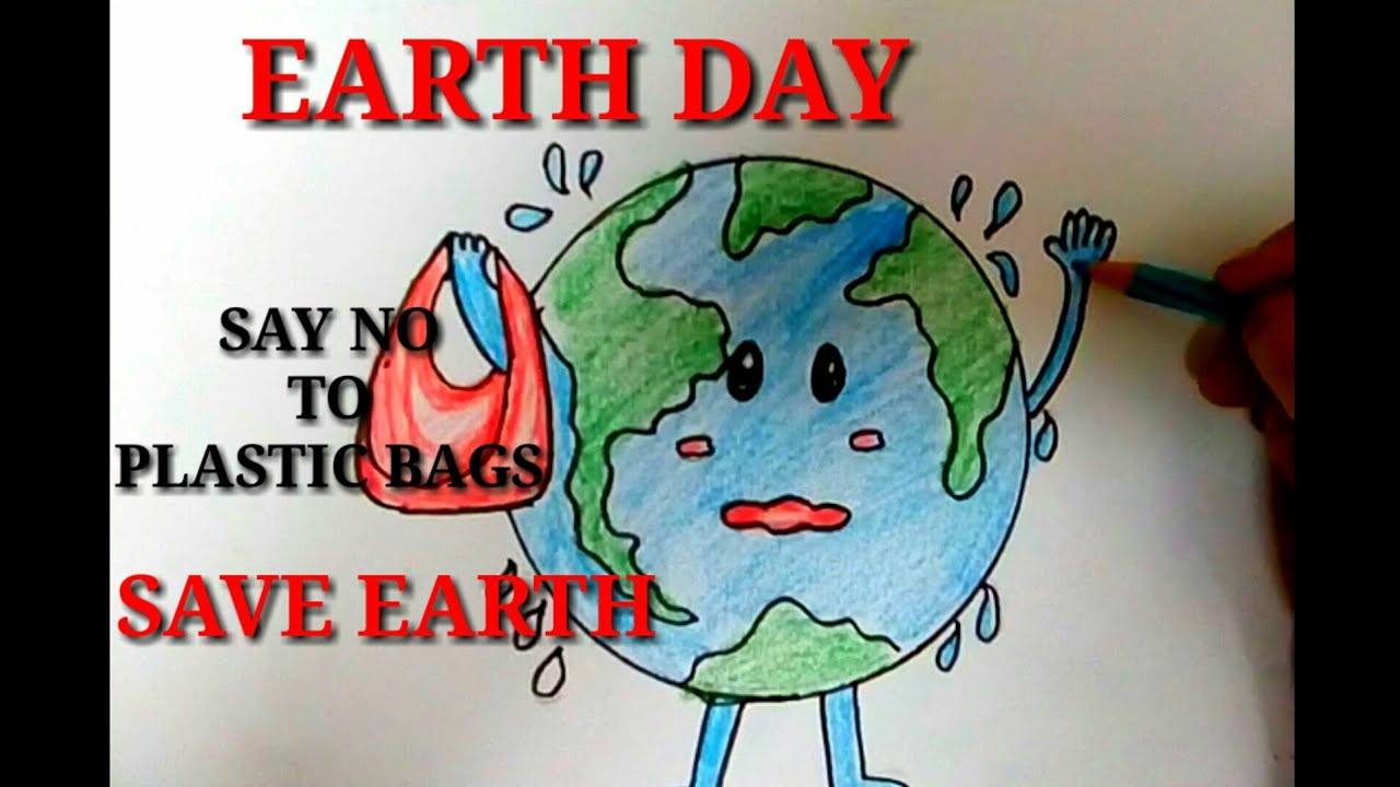 Drawing for earth day || say no to plastic bags and save earth drawing ...