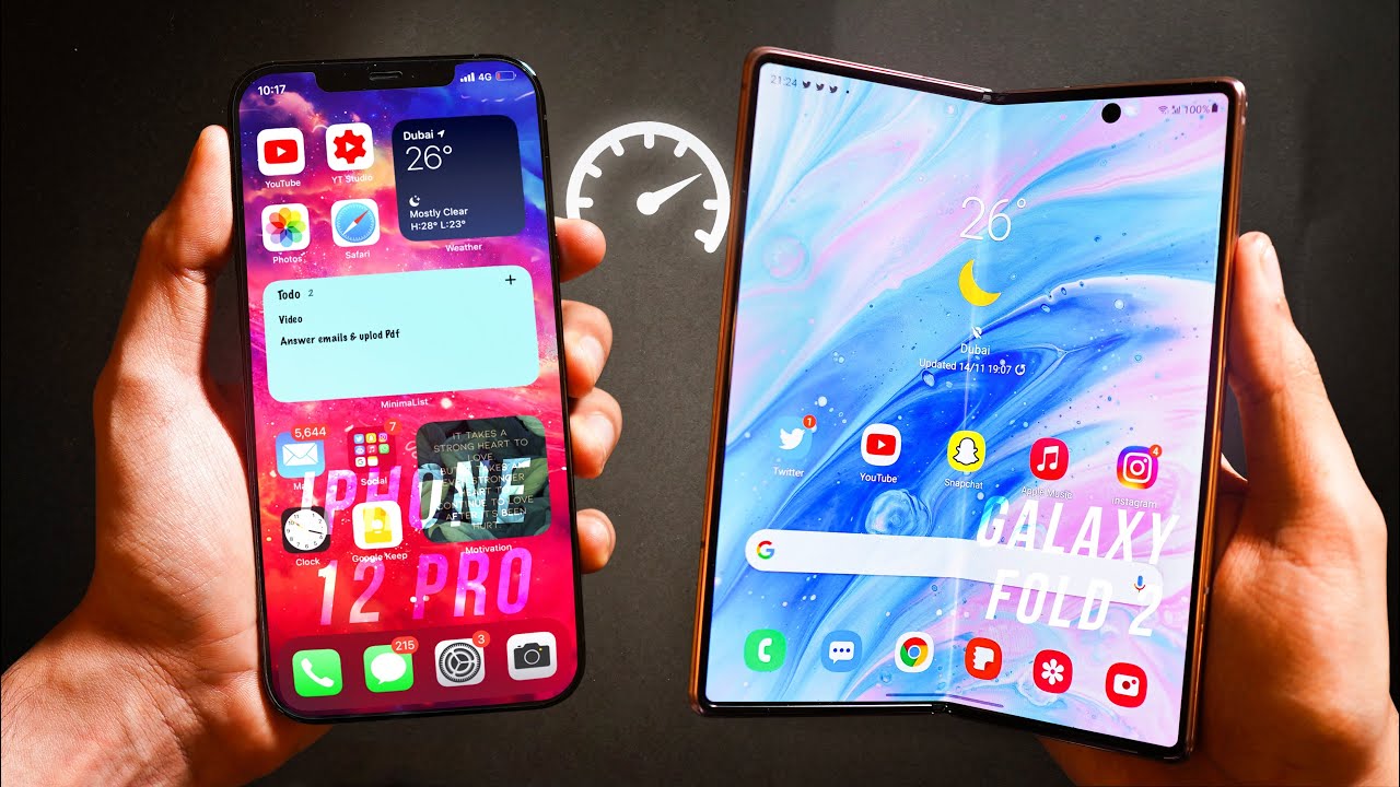 iPhone 12 Pro MAX vs Samsung Galaxy Z FOLD 2 - Speed Test! - YouTube