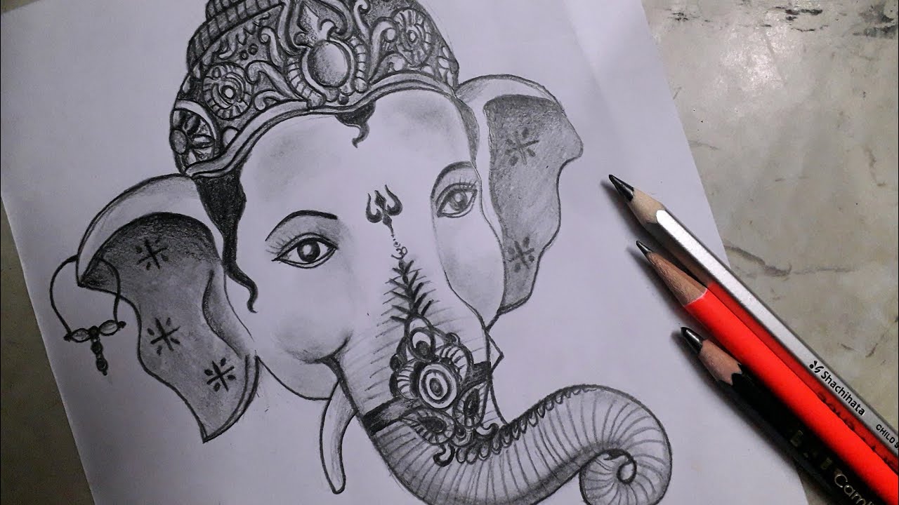 How to draw Ganesha | Ganpati bappa Drawing | Easy Ganesha Drawing ...