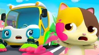 street sweepers colorful water fire truck police car nursery rhymes kids songs babybus