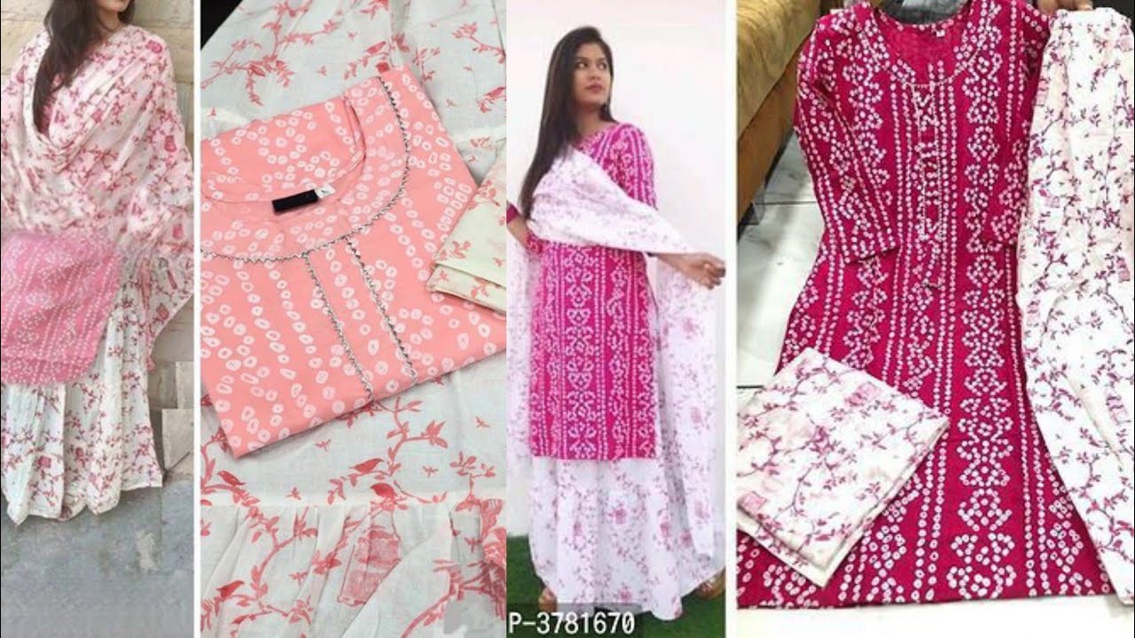 Jaipuri Cotton Bandhej Suits || Cotton Printed Bandhani Suit ...