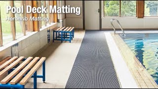 Pool Deck Matting by Heronrib
 
-Made from flexible, non-porous PVC
-Certified slip resistance with embossed surface texture
-Use indoors or outdoors for pools and aquatic centers
-Excellent hygiene with anti-microbial and anti-fungal properties
-Comfortable to walk on with bare feet
-Two-layer construction and channeled underbars

Shop These Products:
https://www.greatmats.com/industrial-matting-rolls/heronrib-safety-slip-resistant-matting-3x33ft.php
https://www.greatmats.com/industrial-matting-rolls/heronrib-safety-slip-resistant-matting-4x33ft.php
https://www.greatmats.com/industrial-matting-rolls/heronrib-safety-slip-resistant-matting-2x33ft.php

Call Us 877-822-6622 or visit Greatmats.com for all your specialty flooring needs!
#swimmingpool #aquatic #poolmatting