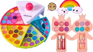 Cutest Beauty Makeup Ever ! Rainbow Claires Kids Eyeshadow Palette Lipgloss Haul