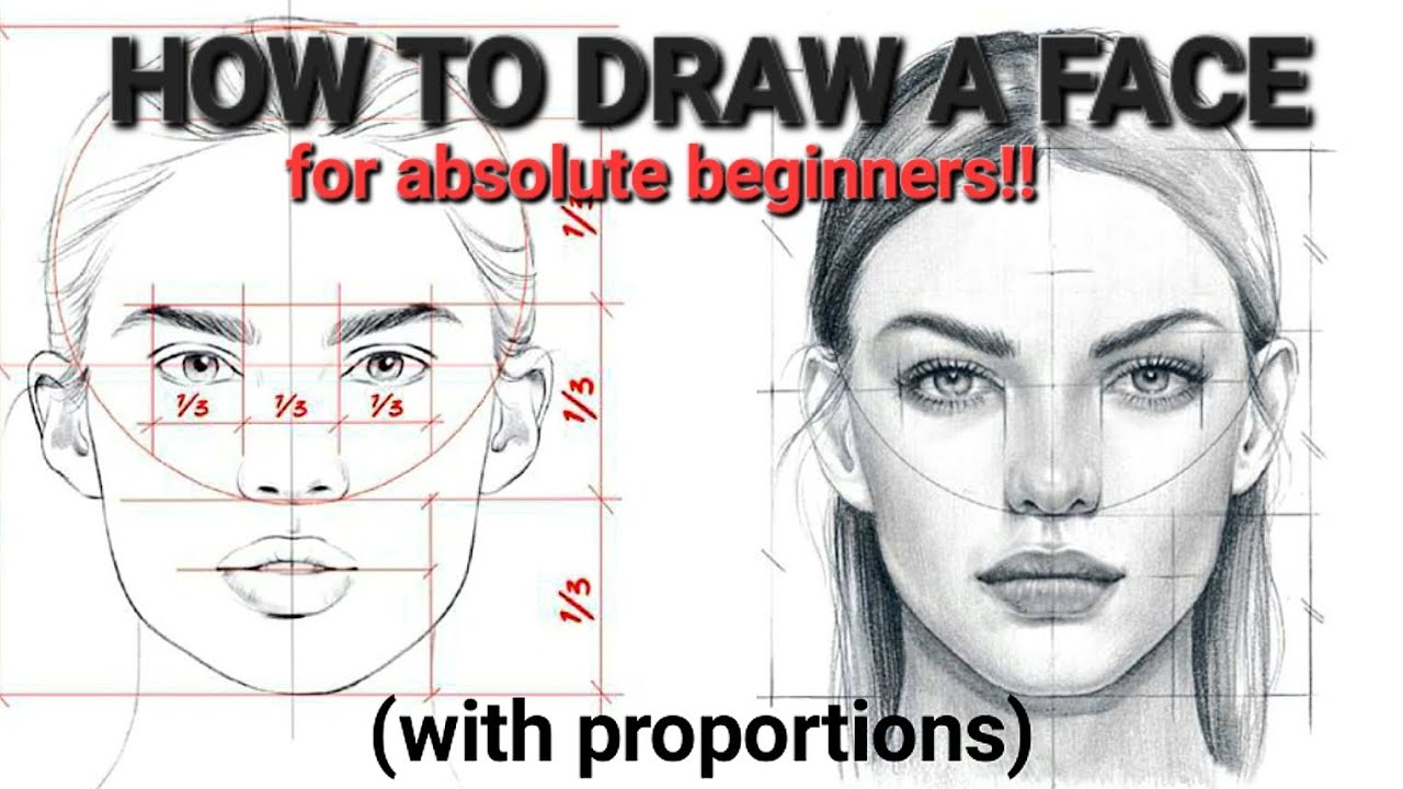 HOW TO: DRAW A FACE TUTORIAL WITH PROPORTIONS FOR BEGINNERS VERY EASY ...