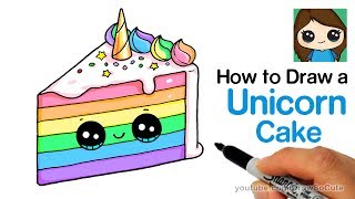 How to Draw a Unicorn Rainbow Cake Slice Easy and Cute