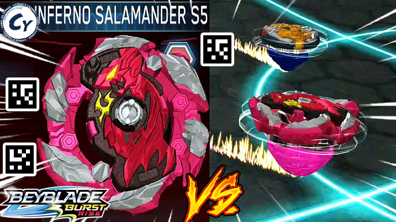 INFERNO SALAMANDER S5 GAMEPLAY + QR CODE SALAMANDER S4 BEYBLADE BURST ...