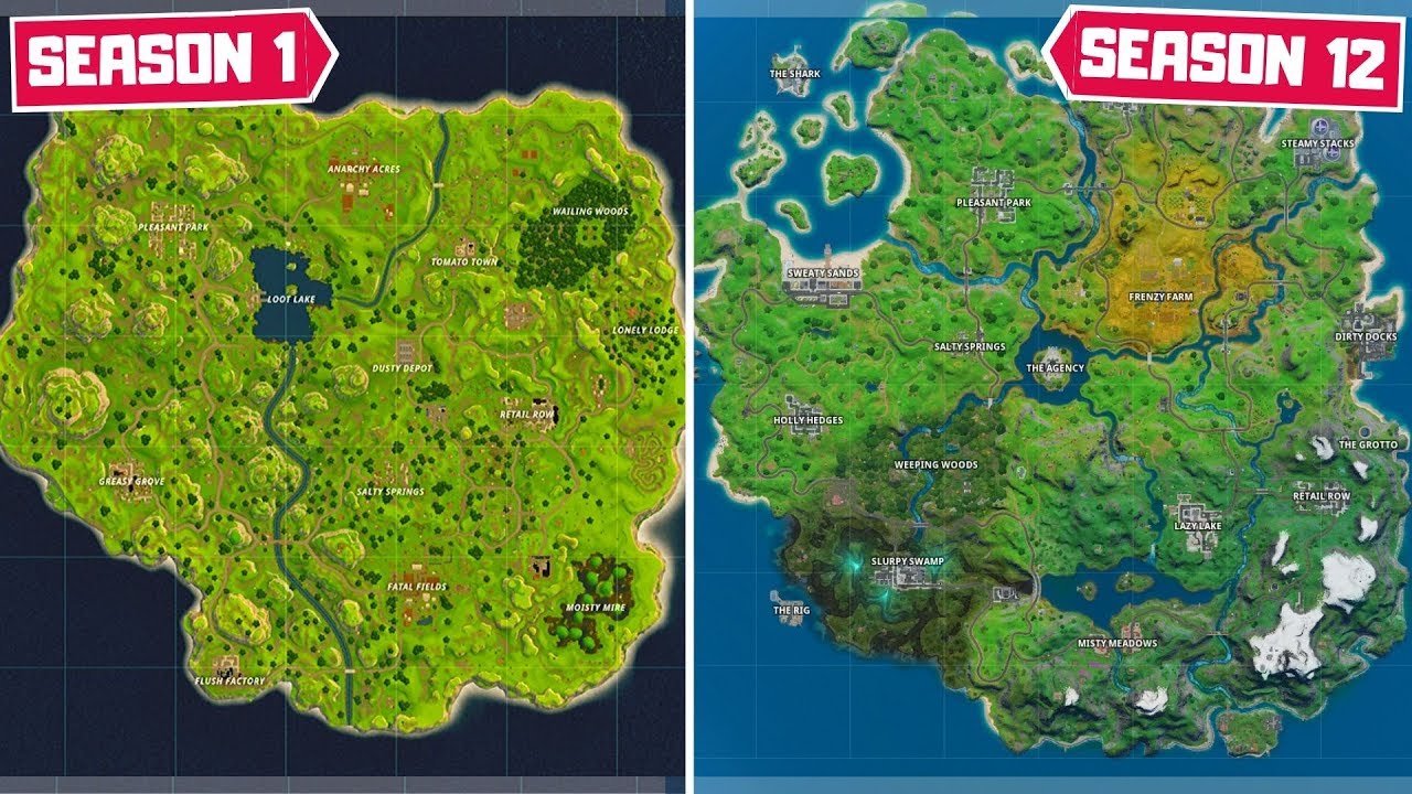 Evolution Of The Entire Fortnite Map Chapter 1 Season 1 Chapter 2 Season 2 Youtube