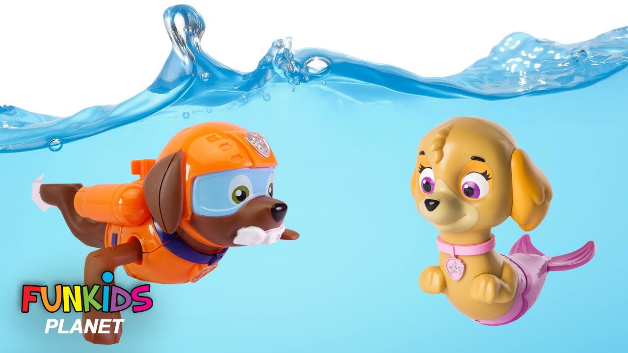 Paw Patrol Skye Marshall Paddling Pups Swim In Barbie Dog Pup Pool ...