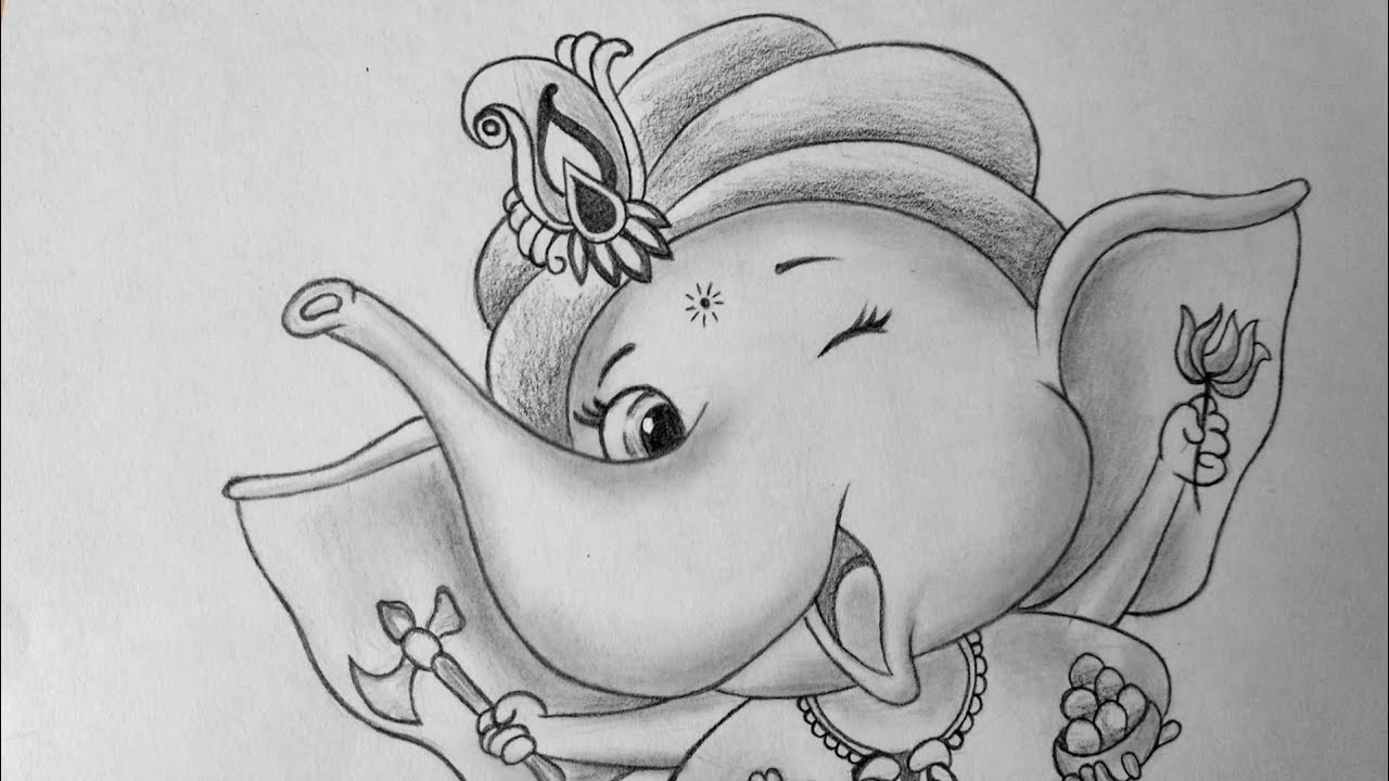 Cute Ganesha Drawing | Easy Trick Drawing | How To Draw Ganpati ...