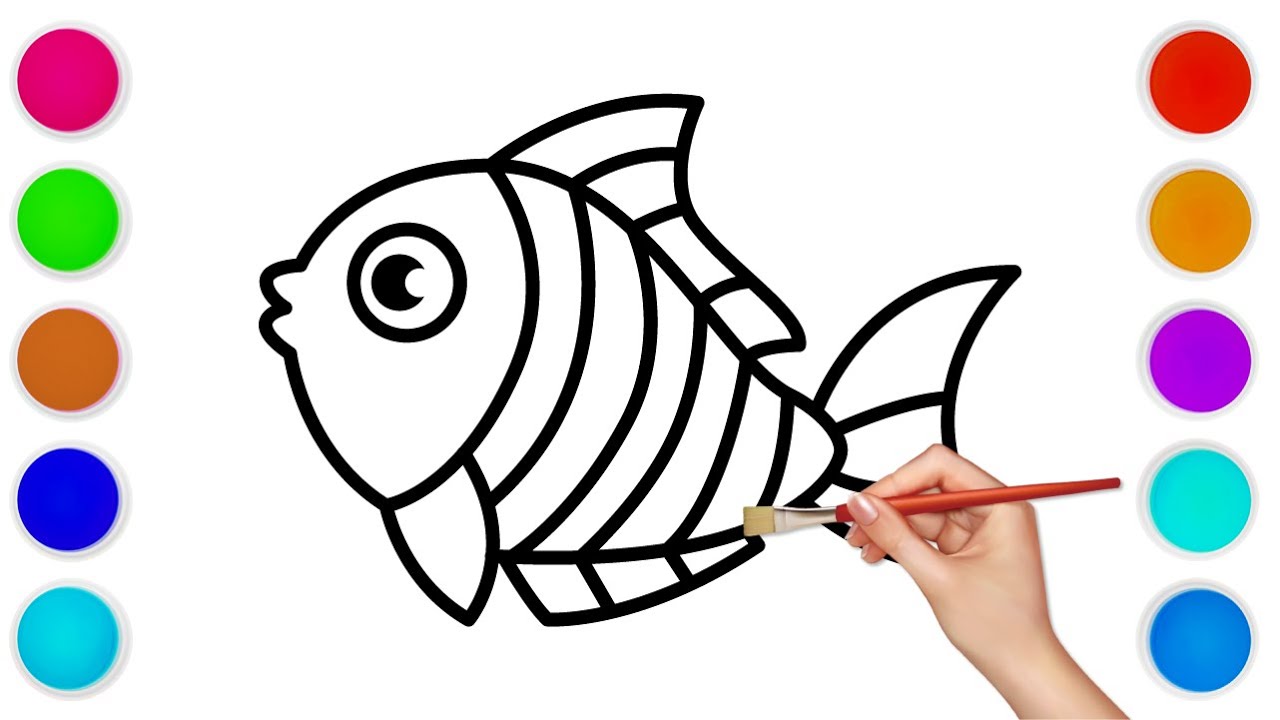 How to Draw Fish | Drawing, Painting and Coloring for Kids, Toddlers ...