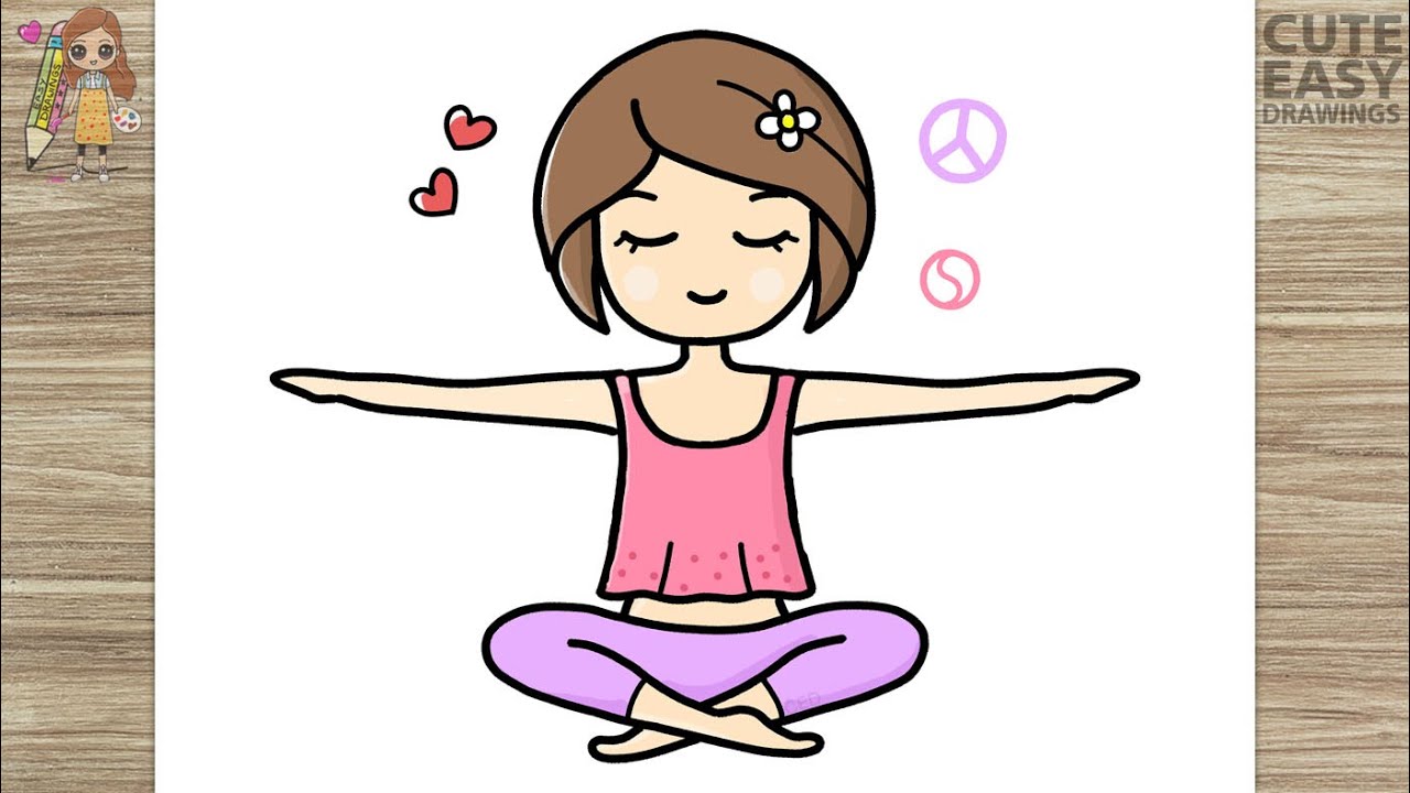 Step by step tutorial cute yoga drawing for beginners