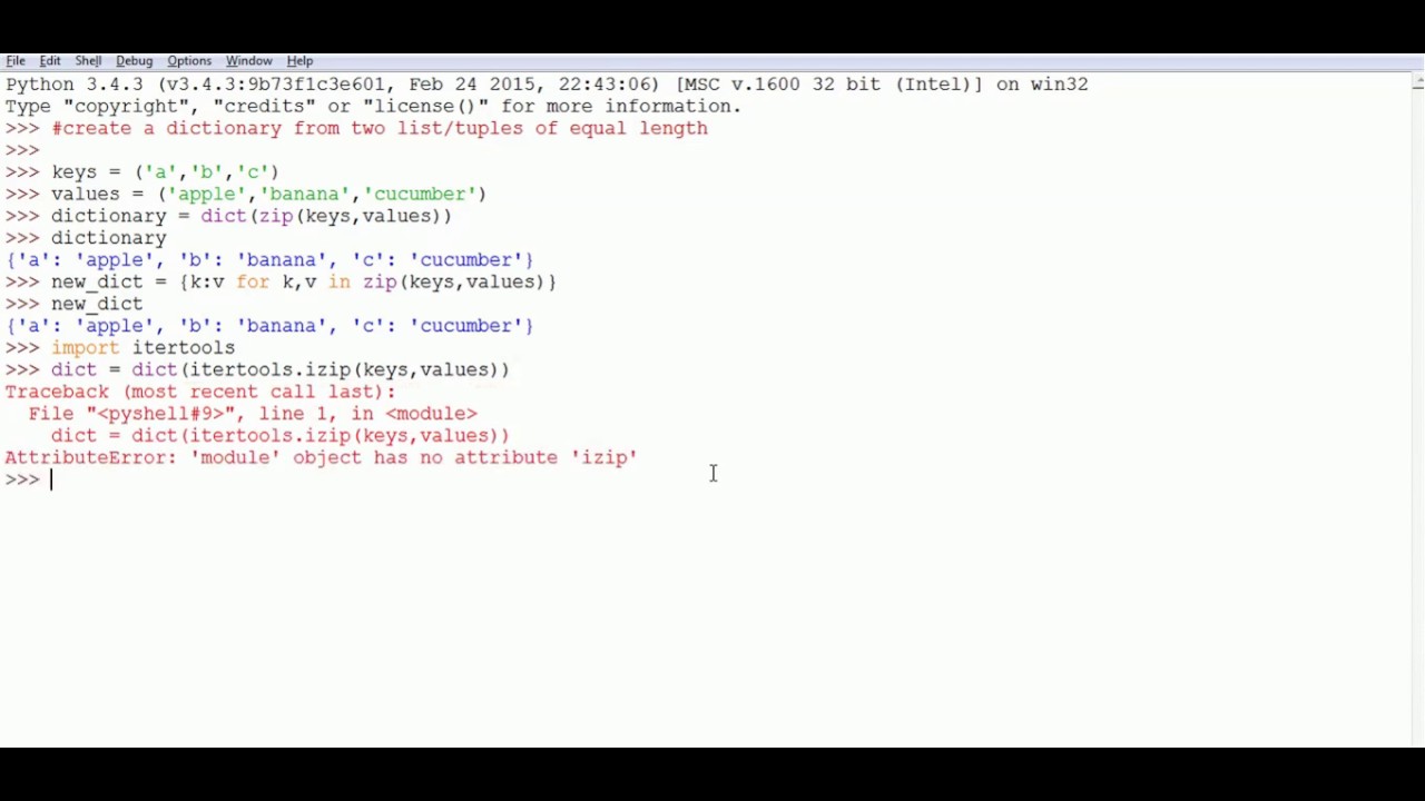 Creating Dictionary From Two Tuples/Lists - Youtube