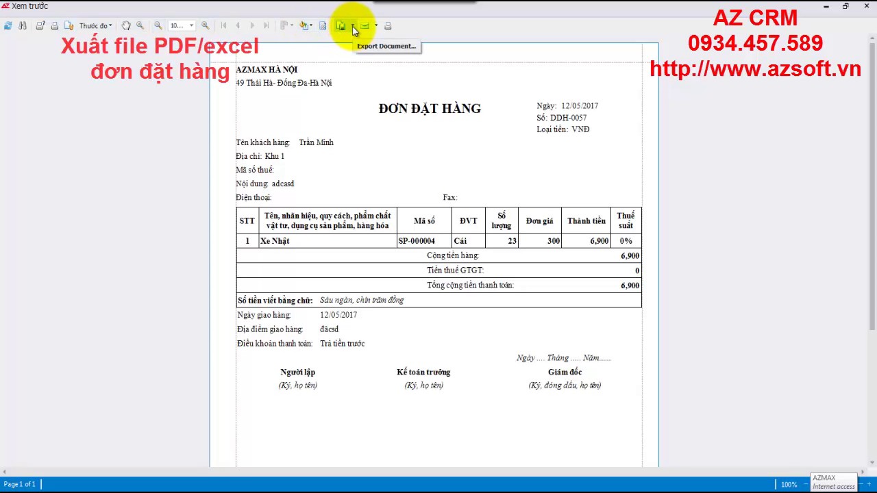 84.Hd - In / Xuất Excel Đơn Đặt Hàng - Phần Mềm Az Crm - Youtube