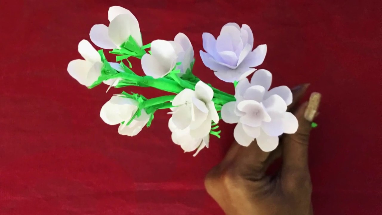 How To Make Mogra Flower With Paper - YouTube