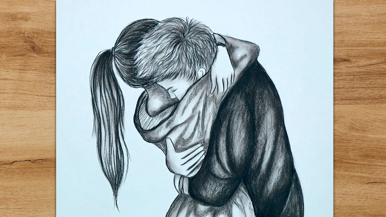 Sketch Of A Couple Hugging