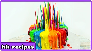 Rainbow Cake with Melting Candles Tutorial | Birthday Cake Decorating Tips by HooplaKidz Recipes